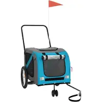 vidaXL Fietsaanhanger voor honden, blauw en grijs, gemaakt van Oxford-stof en metaal