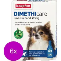 Beaphar 6x Dimethicare Line-On Anti Teken- & Vlooiendruppels Hond 0 - 15 kg 6 pipetten