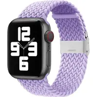 Mobigear Braided Nylon Watch bandje geschikt voor Apple Watch Bandje Klemsluiting - 49/45/44/42 mm - Lavender