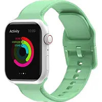 Mobigear Dashed Siliconen Watch bandje geschikt voor Apple Watch Bandje Gespsluiting - 49/45/44/42 mm - Matcha Green