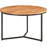 Wohnling salontafel 60x60x38 cm acacia massief hout / metalen design salontafel rond | Salontafel massief salontafel | Kleine tafel woonkamer
