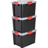 Iris Airtight Opbergbox - 20L - Kunststof - Zwart/Rood - Set van 3