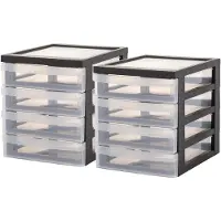 Iris Design Chest ladesysteem A5 - 4 lades - 4 x 1.5 l - Kunststof - Zwart/Transparant - 2 stuks