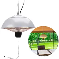 Cheqo Terrasverwarmer Hangend - Partytent Heater - Terrasverwarming - Halogeen 1500W - IPX4 Waterbestendig - Zilver - Voor Binnen en Buiten
