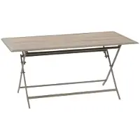 Hespéride Opvouwbare tuintafel voor 6 personen van aluminium en glas met houtlook AZUA
