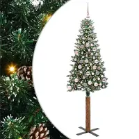 vidaXL Slanke Kerstboom Groen 180 cm PVC en massief dennenhout