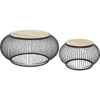 Atmosphera Créateur d'intérieur® set van 2 salontafels mangohout en metaal zwart