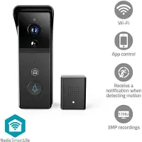 Nedis SmartLife videodeurbel met gong | batterijvoeding | Wi-Fi | 3MP Full HD 1296p