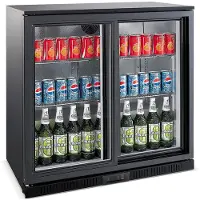 CombiSteel Barkoelkast - 198L - Zwart - Schuifdeuren - Statisch + Ventilator - 900x520x850mm - Horeca Koelkast