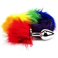 Power Escorts Rainbow Fox Tail Butt Plug – 45 cm Staart – n10780