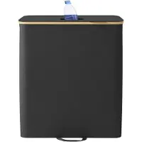 Songmics - Wasmand - Flessenverzamelbak met Deksel - Met Binnenzak - 135 L Capaciteit
