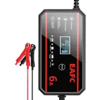 Eafc 12V acculader - Druppellader - Slimme lader voor loodzuuraccu's - Voor Auto Motor Scooter - Acculader - 12V 6A - LCD-Display