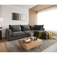 DELIFE Hoekbank Isla 330x225 cm Chenille antraciet voetenbank rechts