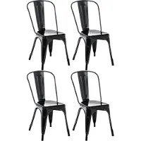 CLP Set van 4 stapelbare stoelen "Benedikt", stapelbaar, met rugleuning, metalen frame, belastbaar tot 200 kg, zwart