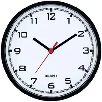 MPM -Quality Barag – Wandklok, rond, kunststof met glas, mineraal beschermend glas, weerbestendig, zwart, diameter 20 cm, Arabische cijfers