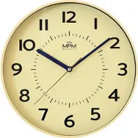 MPM -Quality Heikki – Wandklok, rond, van kunststof met glazen wijzerplaat, stille en soepele gang, geel, diameter 31,4 cm, Arabische cijfers, quartz uurwerk