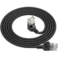 ACT UTP CAT6a slimline netwerkkabel | haaks (beneden) / recht | LSZH | zwart | 3 meter