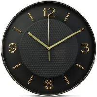 HomeShopXL Familieklok - Wandklok van 25 cm met geluidsloos uurwerk - Zwart/Goud - HSM003 - Analoog - Klok