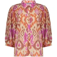Geisha Blouse Ecru/brown/cassis Size: S | Blouses Outlet | Dames | Bruin