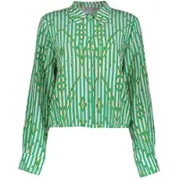 Geisha Blouse Ecru/green Maat: L | Longsleeves Outlet | Dames | Groen