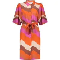 Geisha Dress Ecru/brown/cassis Maat: L | Blousejurken Outlet | Dames | Oranje