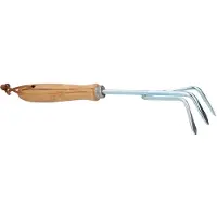 Kinzo Handkrabber - 3-tand - Houten handvat - Lichtgewicht - 26,5 cm - Zilver