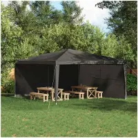 vidaXL Party Tent Zijwand 2 st 400 x 195 cm Antraciet PE en staal