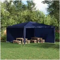 vidaXL Party Tent Zijwand 2 st 400 x 195 cm Blauw PE en staal