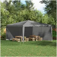 vidaXL Party Tent Zijwand 2 st 400 x 195 cm Lichtgrijs PE en staal