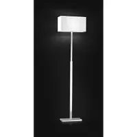 Perenz Standaardlamp van geborsteld chroommetaal met een witte stoffen kap, hoogte 160 cm, E27-fitting, modern design -