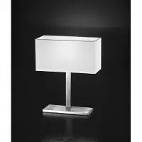 Perenz Tafel lamp van geborsteld chroommetaal met een witte stoffen kap, E14-fitting, elegant design voor binnenverlichting -