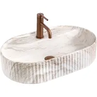 REA - Opzetwastafel Marcela 60 Saturn Sanitair Keramiek, Beige, Ovaal - 60 x 37 x 13,5 cm