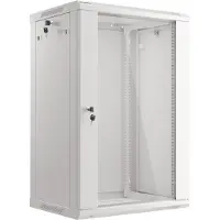 Lanberg Hangende installatieschrank - - WF01-6418-10S - 19 inch - 18U - Glazen deur - Grijs