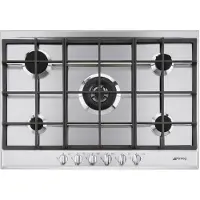 Smeg P272XGHNLK - Gaskookplaat - 75 cm - RVS - 5 Gasbranders - Wokbrander - Inbouw Kookplaat