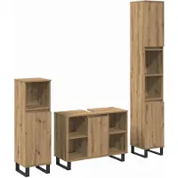 vidaXL Badkamermeubel Set 3 st Bruin 30 x 30 x 180 cm Bewerkt hout