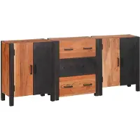 vidaXL Dressoir 3 st Bruin 55 x 30 x 75 cm Massief Acacia Hout