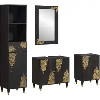vidaXL Badkamerkast set 4 st Zwart Massief Mango Hout