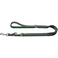 Hunter - Verstellbare Führleine Maldon - Hondenriem Länge max. 200 cm - Breite 2,0 cm, dunkelgrün /grijs