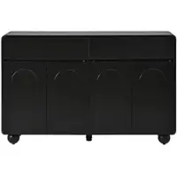 MODFU - Dressoir - Gebogen Deuren - Modern - MDF - Zwart - 140 X 38 X 89 Cm