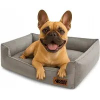 HUGGY DOGGY Haven Hondenmand L Grijs - Premium Velours