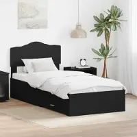 vidaXL Bedframe met lade met hoofdeinde Zwart 70 x 190 cm Bewerkt hout