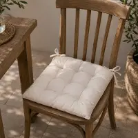 Anna's Collection Stoelkussen gewatteerd - zand/beige - 38 x 38 cm - binnen/buiten - zitkussens - tuinkussens