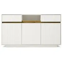 MODFU - Dressoir - Met Ledverlichting En Verstelbare Planken - Modern - Voor Woonkamer - MDF En Spaanplaat - Wit - 140 X 40 X 85 Cm