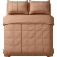 Sleeptime Dekbedovertrekset Geruit Pintuck 240 x 200/220 + 2 Kussenslopen 60 x 70 cm - Microvezel - Mokka