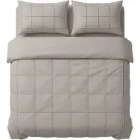 Sleeptime dekbedovertrek Check Pintuck - taupe - Microvezel - 200x220
