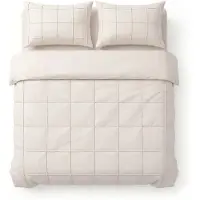 Sleeptime dekbedovertrek Check Pintuck - beige - Microvezel - 140x220
