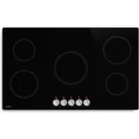 Klarstein Kochheld 90 cm inductiekookplaat - 5-zone elektrische inductiekookplaat, 8700 W boost, draaiknopbediening, restwarmte-indicator, oververhittingsbeveiliging, glaskeramische kookplaat, zwart