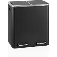 Hjh OFFICE Afvalbak / afvalscheidingssysteem Clean 9 - 30L (2x15L) staal zwart