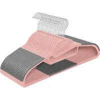 Songmics Kunststof kleerhanger, antislip, Roze + Donkergrijs / 20