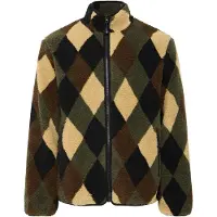 !Solid Fleece jas 'SDReagan Pile' camel / donkerbruin / donkergroen / zwart